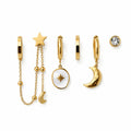Moonlight Charm Steel Earring Set – 18K Gold Plated
