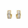 Baguette Zircon Stone Hoop Earrings – Steel | 18K Gold Plated | Water Resistant