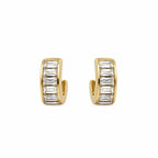 Baguette Zircon Stone Hoop Earrings – Steel | 18K Gold Plated | Water Resistant