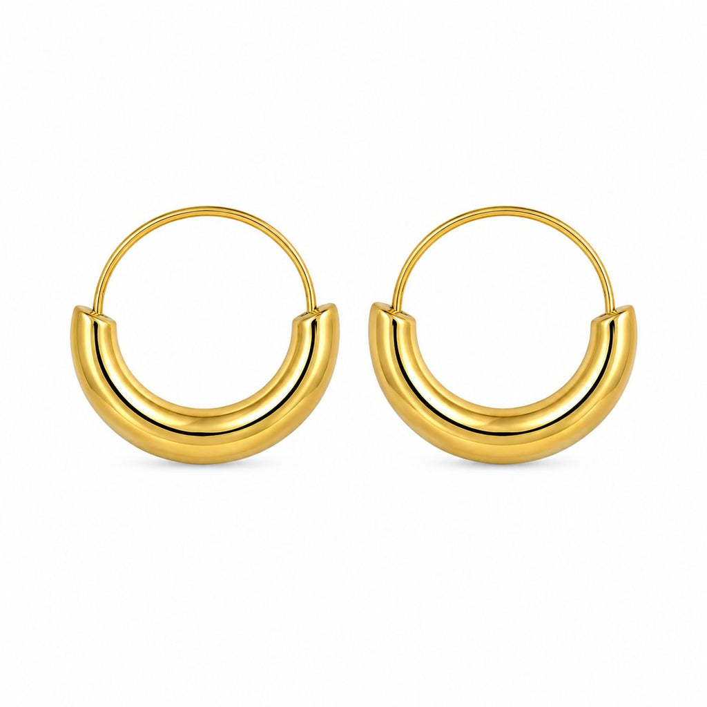 Minimal Hoop Earring – Steel | 18K Gold Plated | Water Resistant