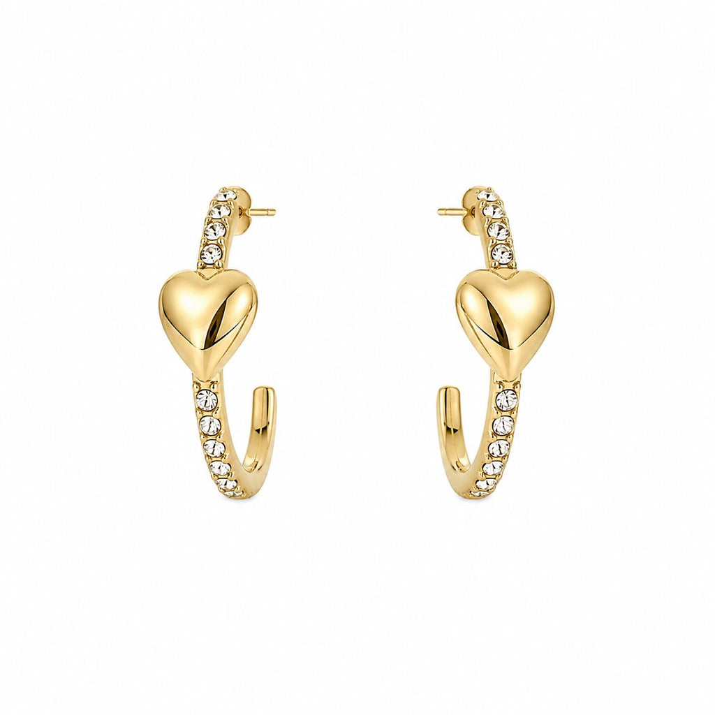 Herzdetail Zirkonia Ohrring – Stahl | 18K Vergoldet | Wasserfest