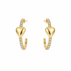 Herzdetail Zirkonia Ohrring – Stahl | 18K Vergoldet | Wasserfest