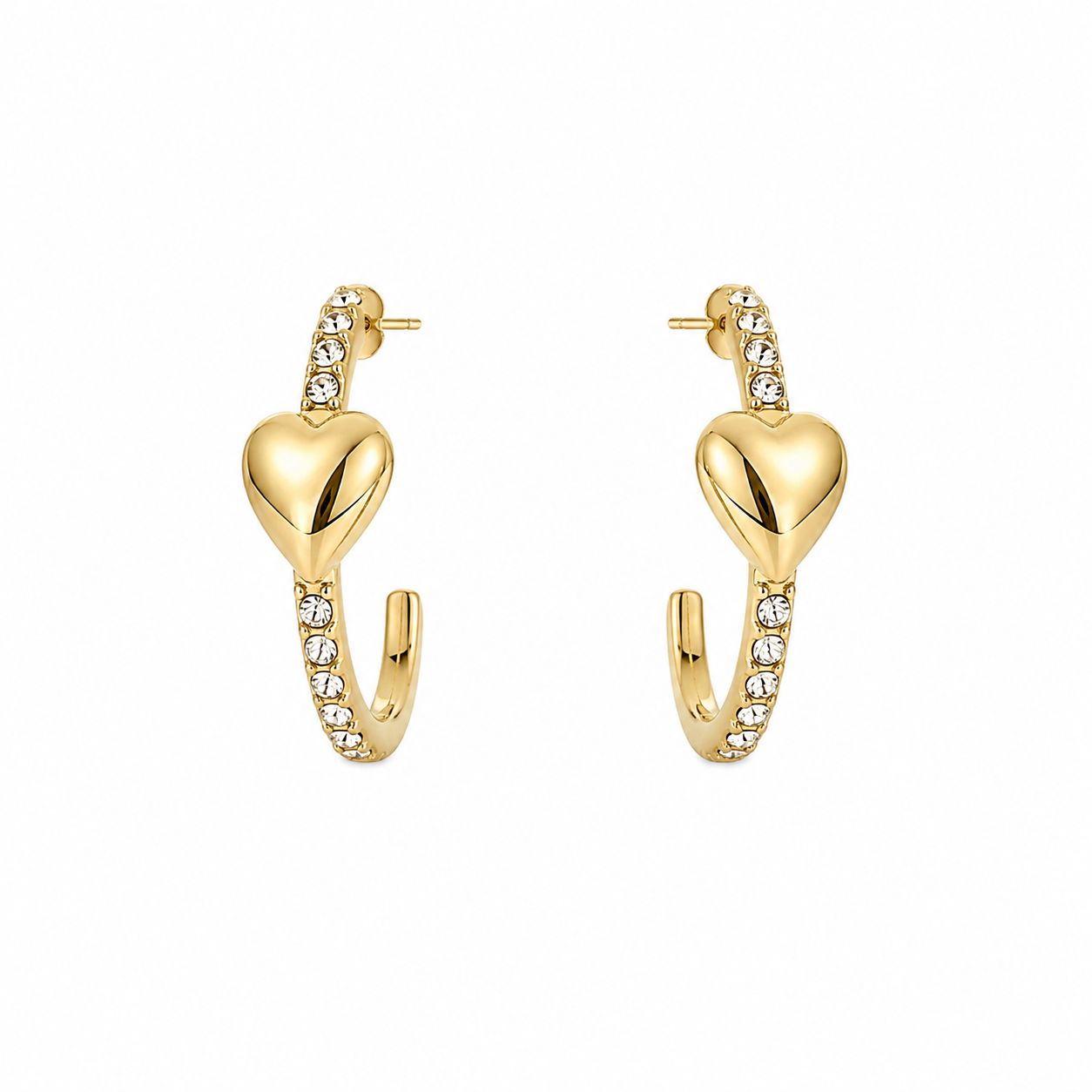 Herzdetail Zirkonia Ohrring – Stahl | 18K Vergoldet | Wasserfest