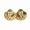 Pearl Detailed Seashell Earrings – Steel | 18K Gold Plated | Water Resistant