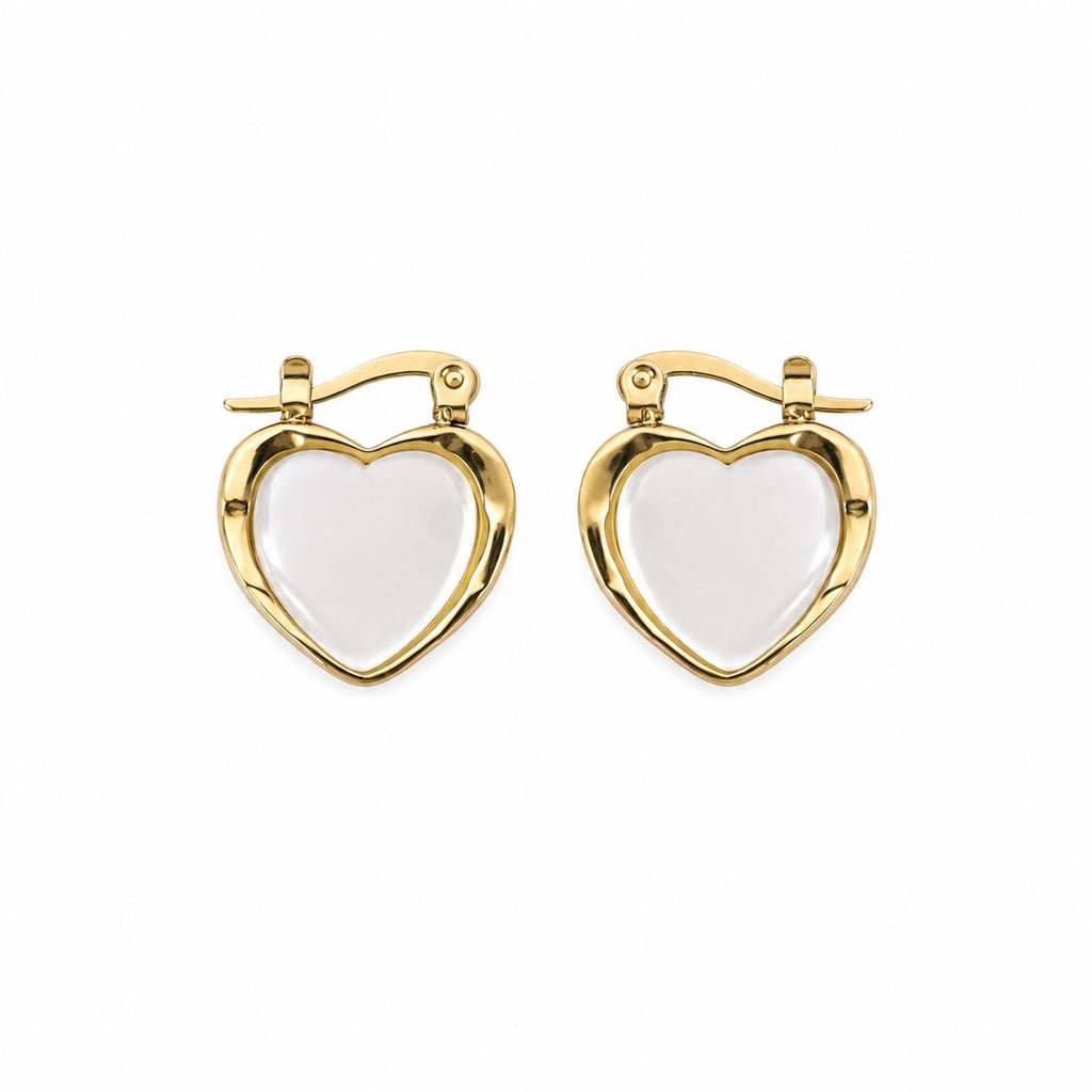 Heart Hoop Earrings – Steel | 18K Gold Plated | Water Resistant