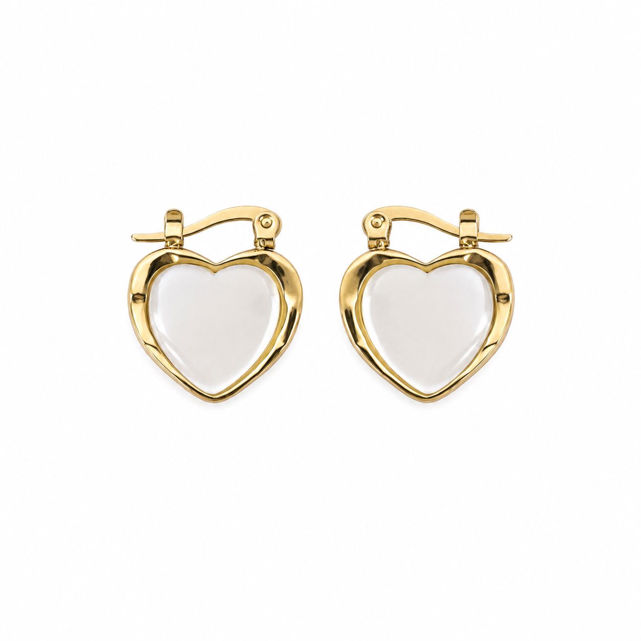 Heart Hoop Earrings – Steel | 18K Gold Plated | Water Resistant