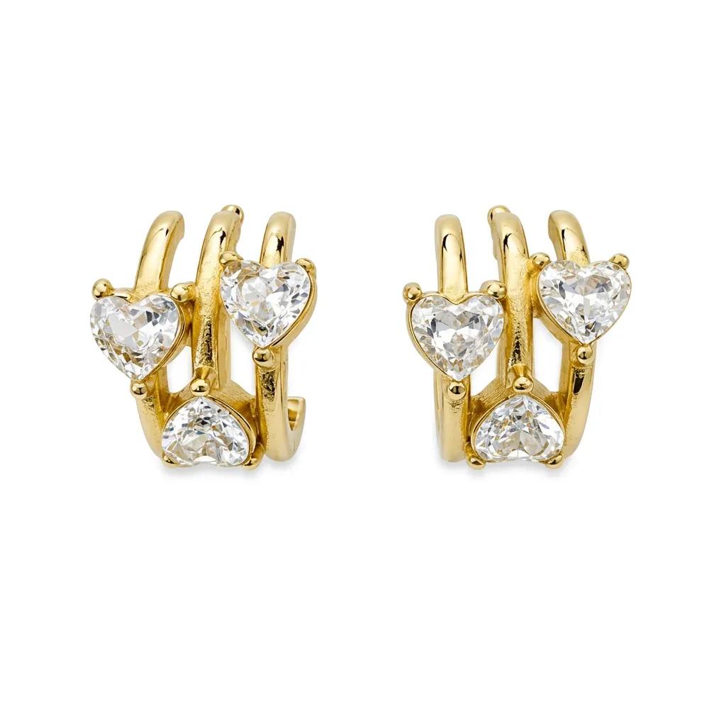 Herz-Zirkon-Ohrringe mit mehreren Ringen – Edelstahl | 18K vergoldet | Wasserfest