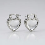 Silver Heart Hoop Earrings – Stainless Steel | Water Resistant