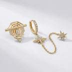 Xuping Stern-Detail Asymmetrisches Ohrring-Set – Edelstahl | 18K Vergoldet | Wasserfest