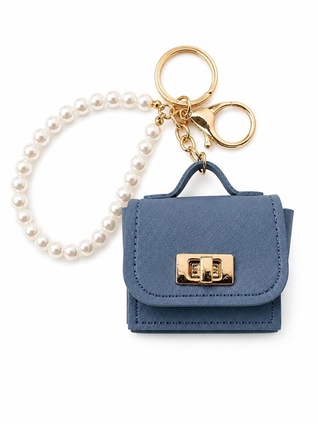 Mini-Taschenschlüsselanhänger – Blauer Taschenanhänger mit Perlenband
