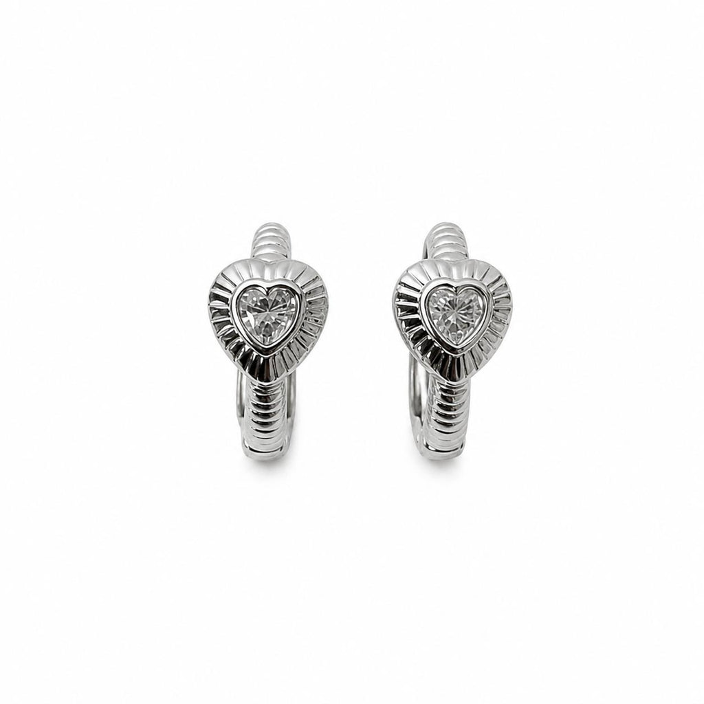 Xuping Heart Detailed Silver Earrings – Steel | Water Resistant