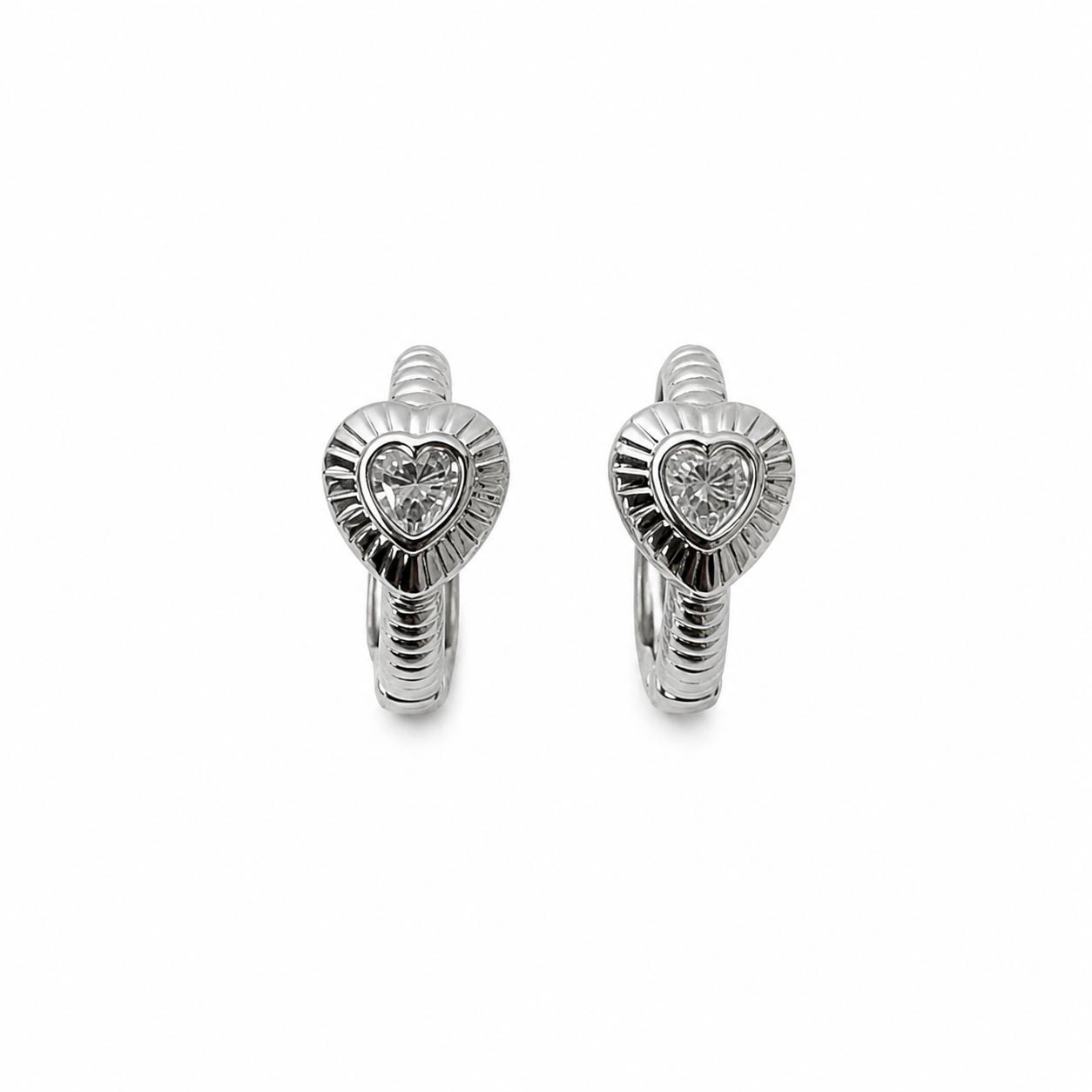 Xuping Heart Detailed Silver Earrings – Steel | Water Resistant