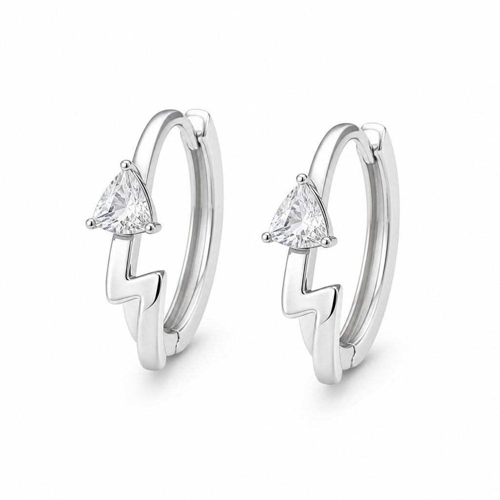 Xuping Minimal Lightning Figure Hoop Earrings – Steel | Water Resistant