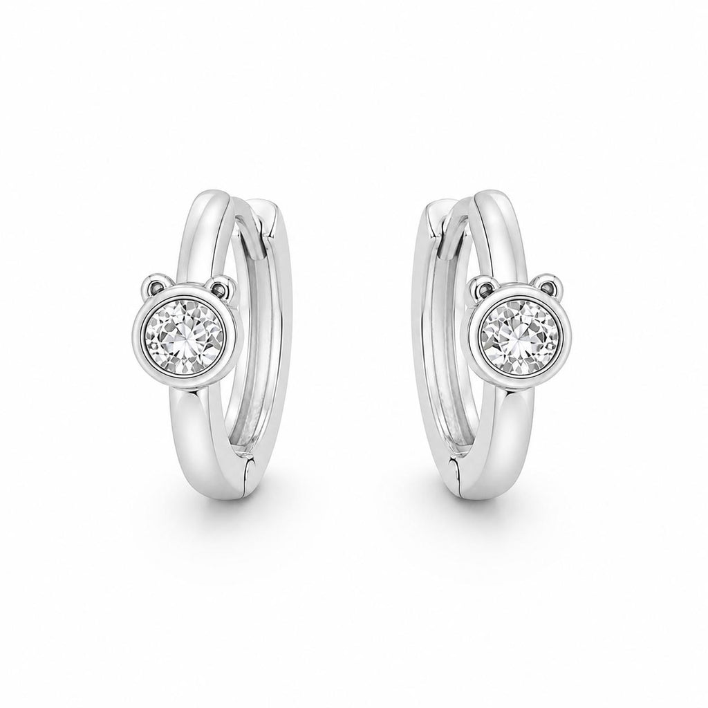 Xuping Stone Detail Minimal Hoop Earrings – Steel | Water Resistant