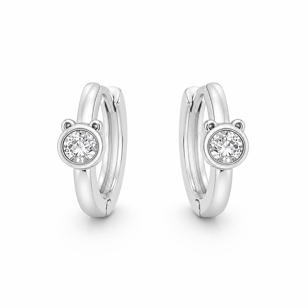 Xuping Stone Detail Minimal Hoop Earrings – Steel | Water Resistant