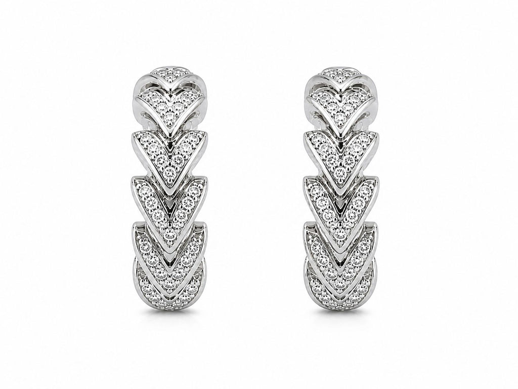 Xuping Modern Hoop Earrings with Stone Detail – Stainless Steel | Water-Resistant