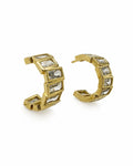 Xuping Baguette Stone Detailed Hoop Earrings | 18K Gold Plated Stainless Steel Waterproof Earrings