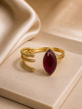 Ruby Stone Adjustable Bracelet Root ruby stone – 14K Gold Plated over Brass