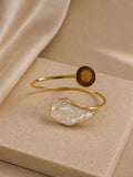 Pearl Glow Verstellbares Armband – 14K vergoldet über Messing