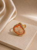 Sunset Crystal Adjustable Ring – 14K Gold Plated Over Brass