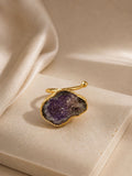 Violet Crystal Adjustable Ring – 14K Gold Plated Over Brass