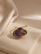 Violet Crystal Adjustable Ring – 14K Gold Plated Over Brass