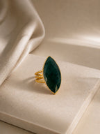 Emerald Elegance Adjustable Ring – 14K Gold Plated over Brass