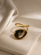 Verstellbarer Rauchquarzring – 14K vergoldetes Messing