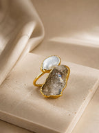 Verstellbarer Ring „Crystal Pearl“ – Messing mit 14K Vergoldung