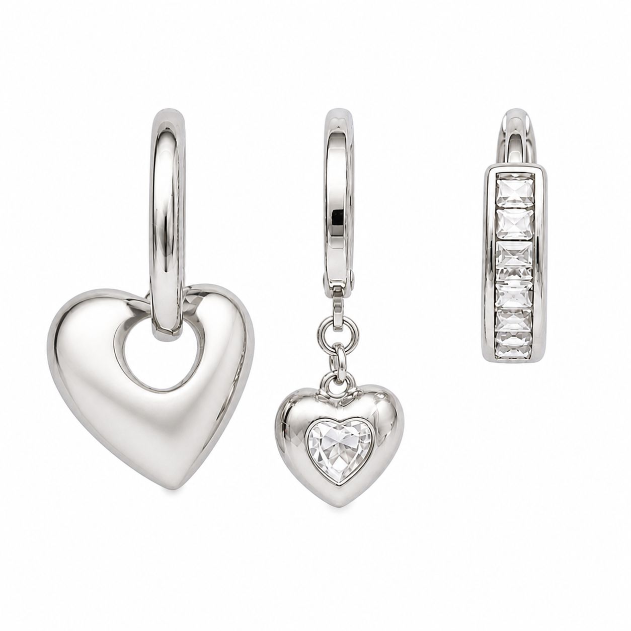 Xuping Heart-Shaped Stainless Steel Earring Set – Water-Resistant