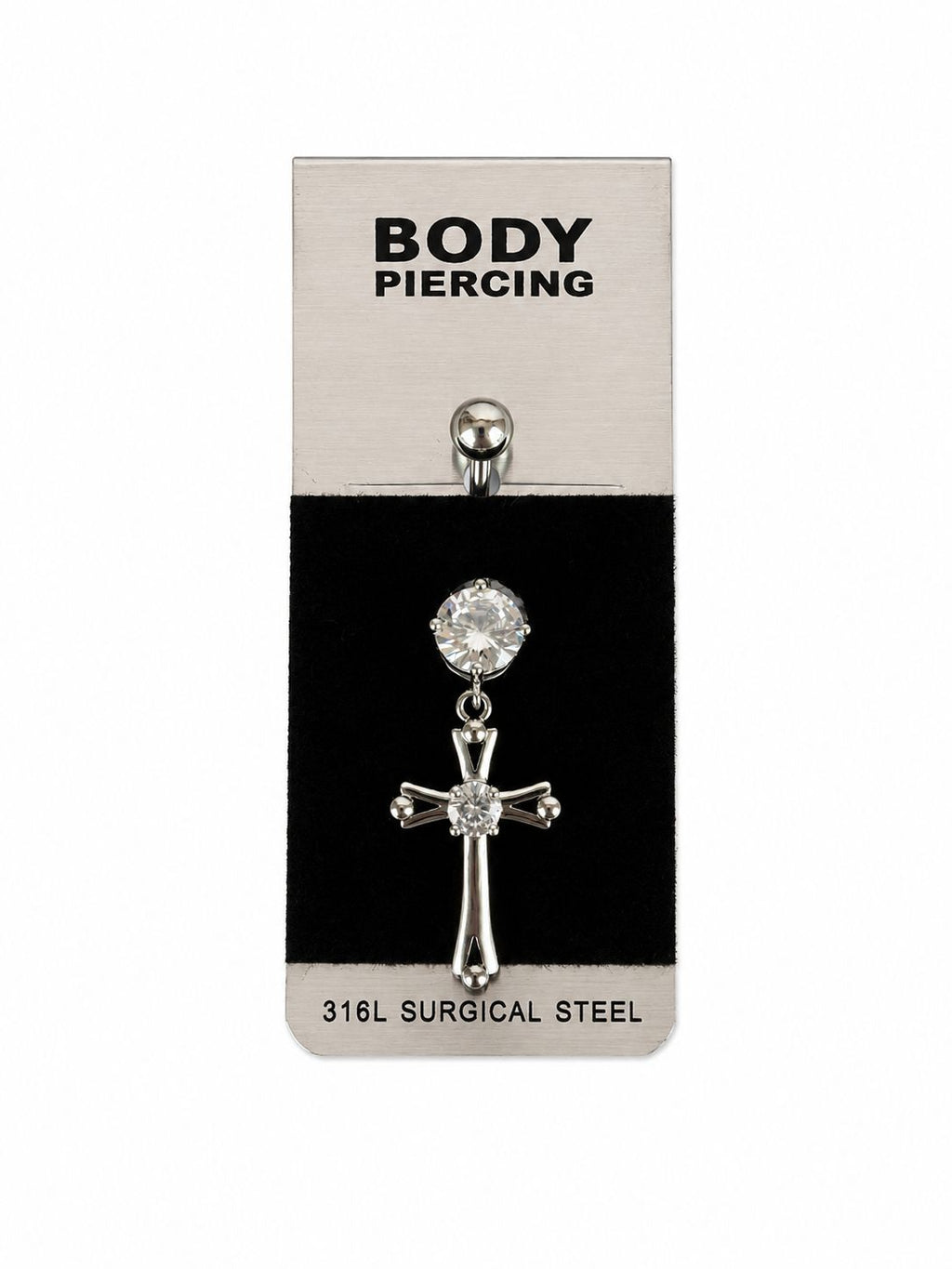 Cross Detailed Surgical Steel Navel Piercing