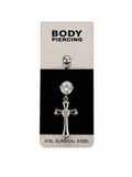Cross Detailed Surgical Steel Navel Piercing