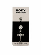 Cross Detailed Surgical Steel Navel Piercing