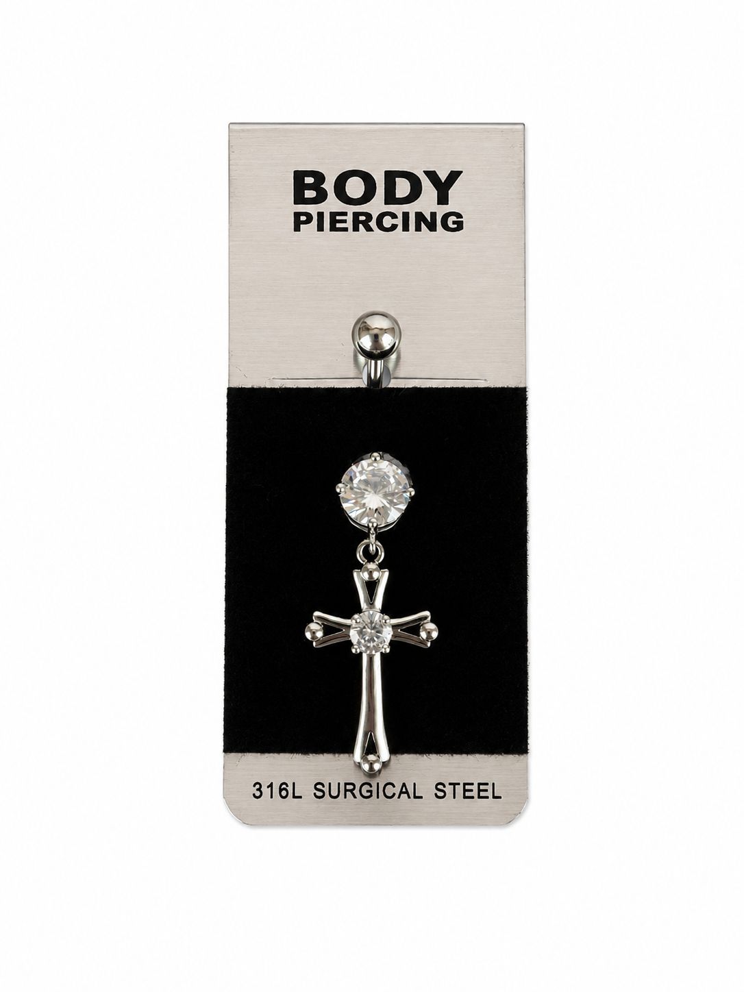 Cross Detailed Surgical Steel Navel Piercing