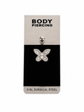 Butterfly Detailed Surgical Steel Navel Piercing