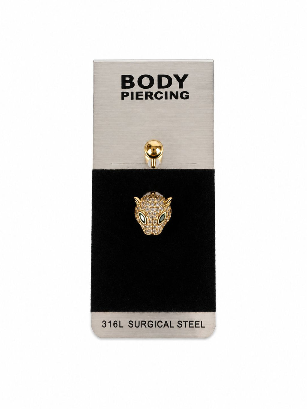 Bauchpiercing aus 18K vergoldetem Chirurgenstahl mit Leopardenfigur