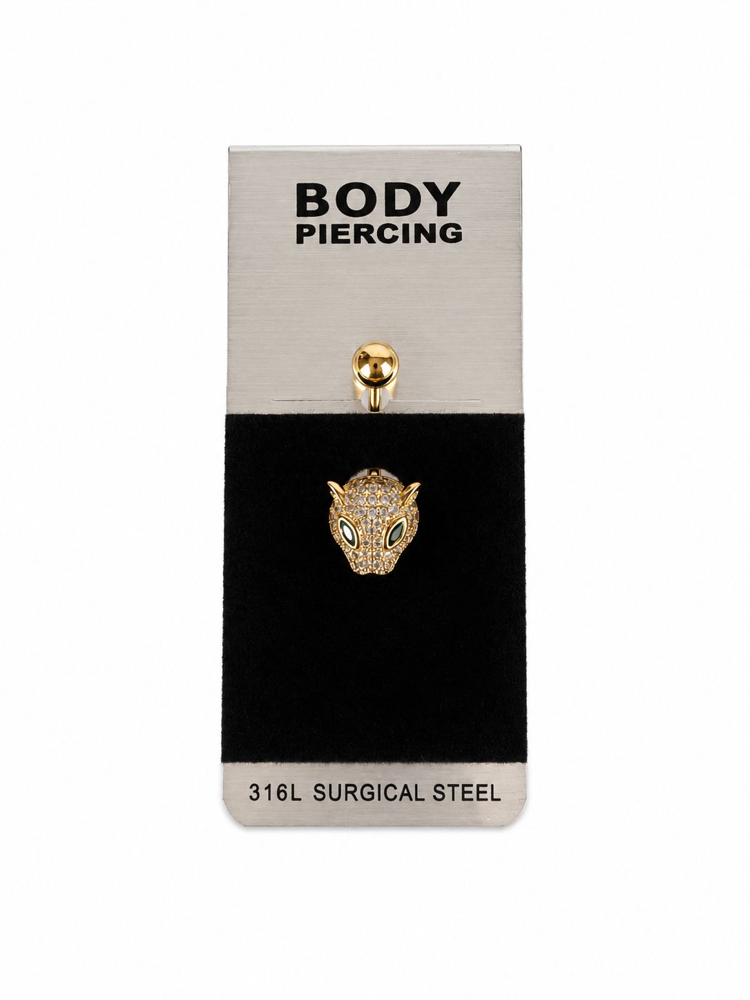 Bauchpiercing aus 18K vergoldetem Chirurgenstahl mit Leopardenfigur