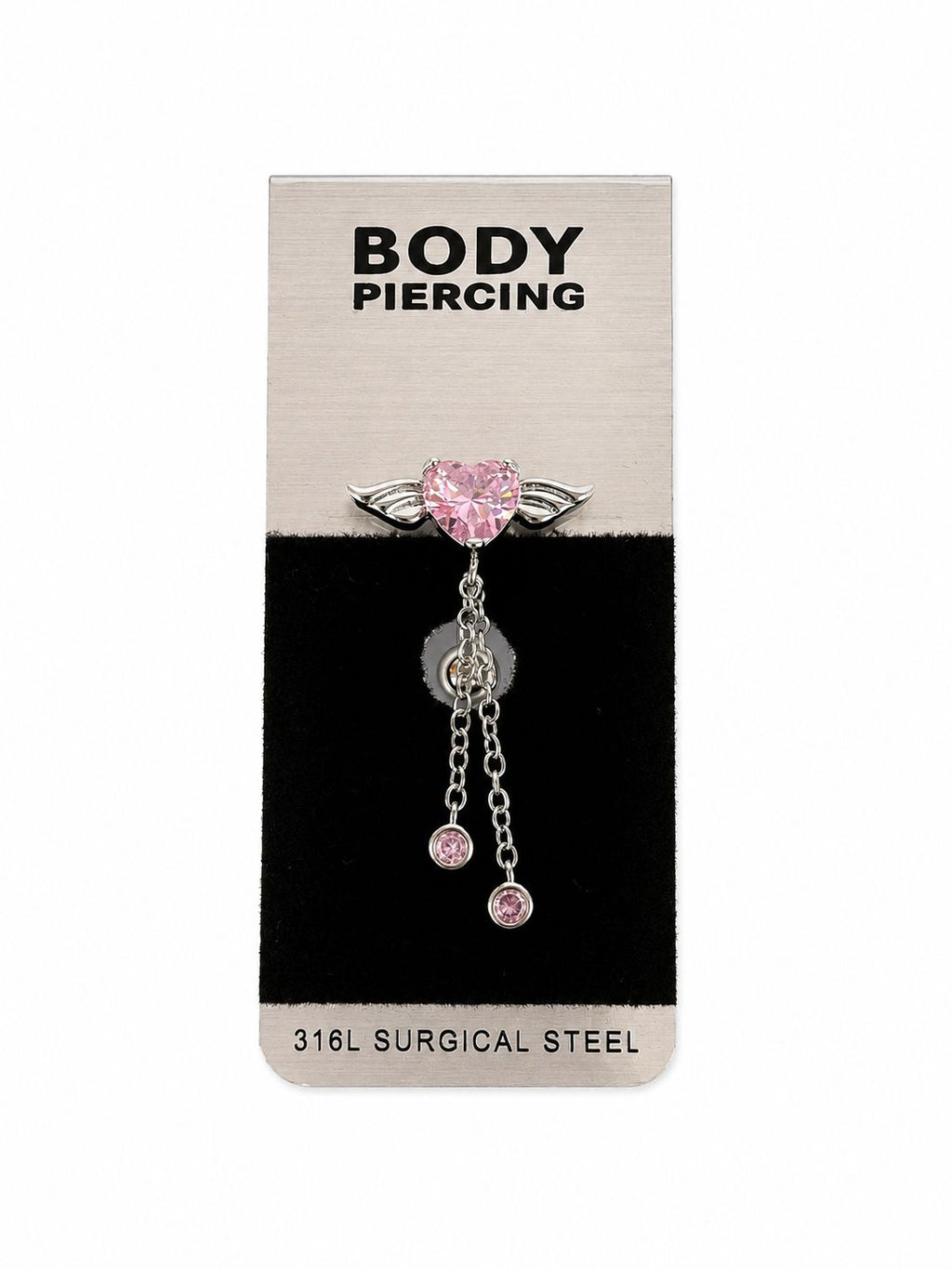 Heart Stone Detailed Surgical Steel Belly Button Piercing