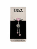 Heart Stone Detailed Surgical Steel Belly Button Piercing
