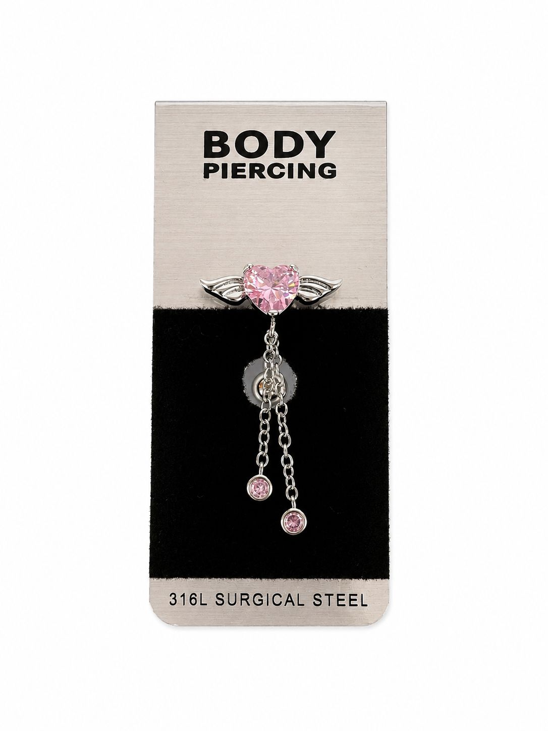 Heart Stone Detailed Surgical Steel Belly Button Piercing