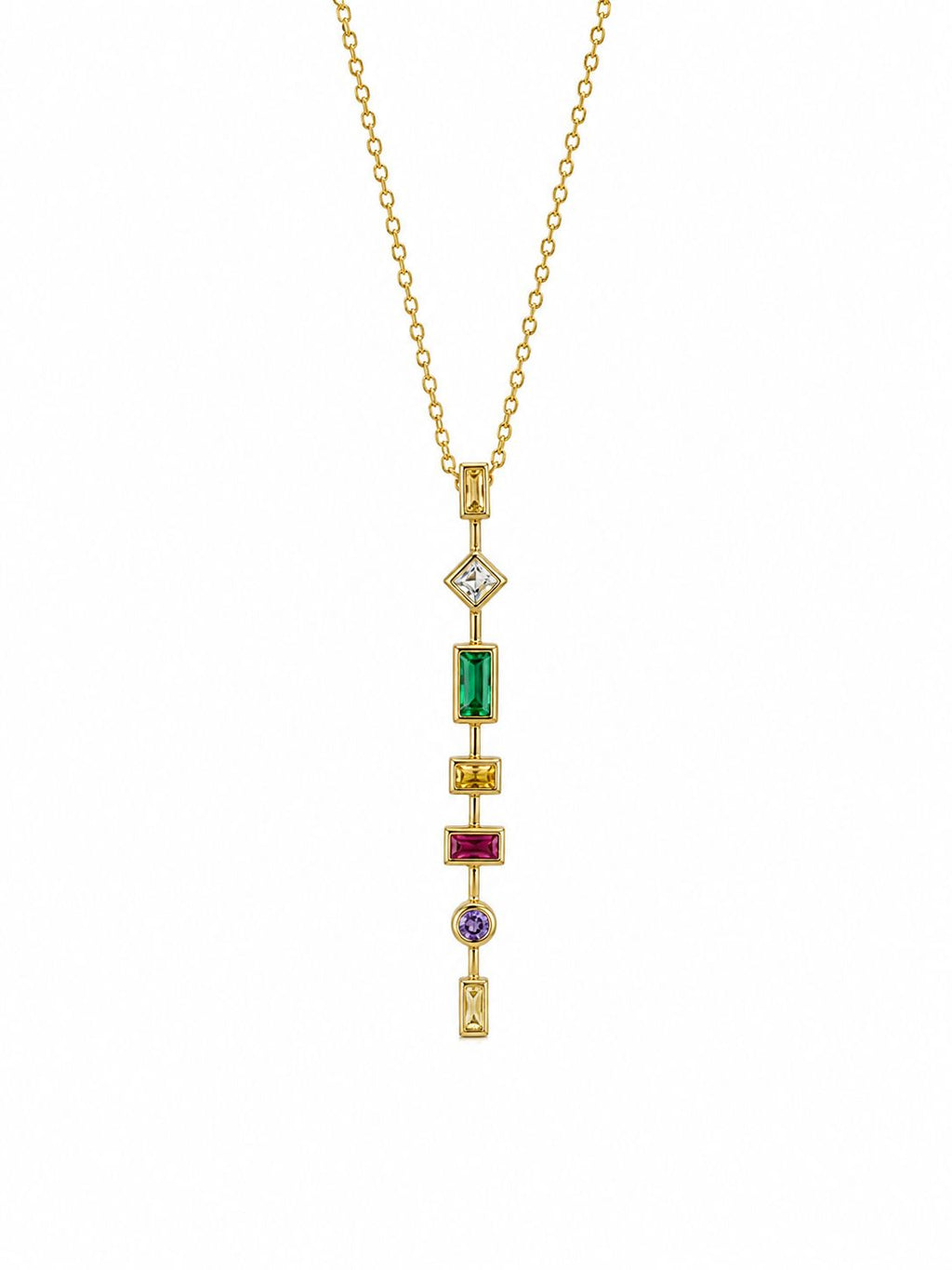 14K vergoldete Edelstahlkette mit bunten Steindetails