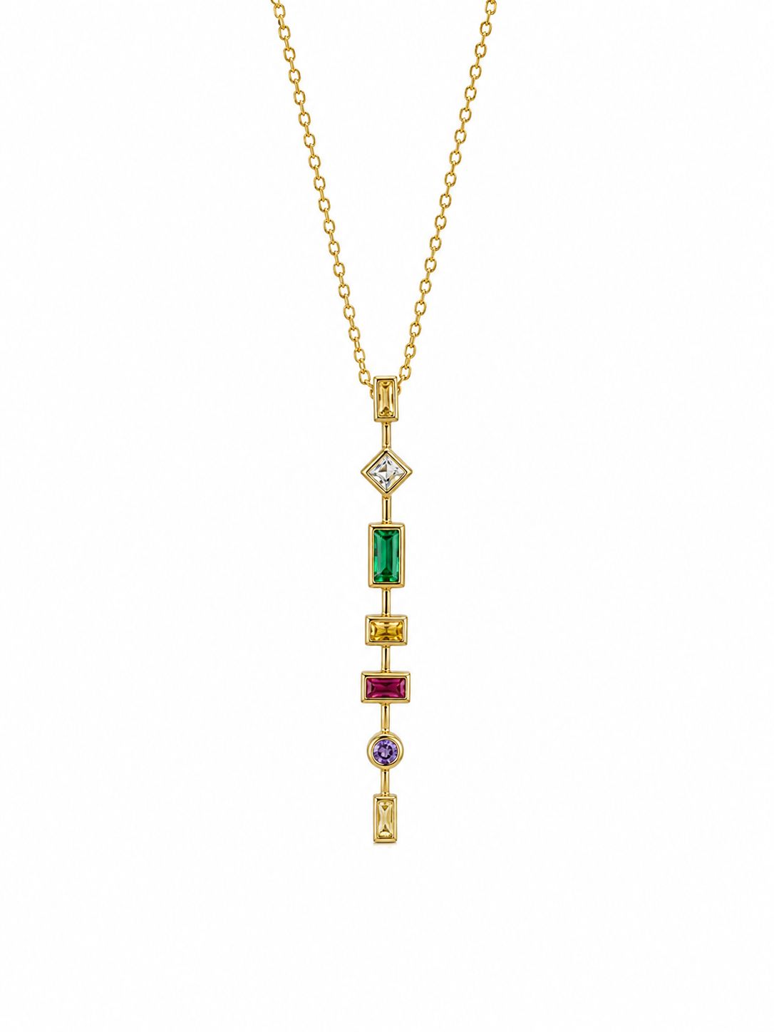14K vergoldete Edelstahlkette mit bunten Steindetails