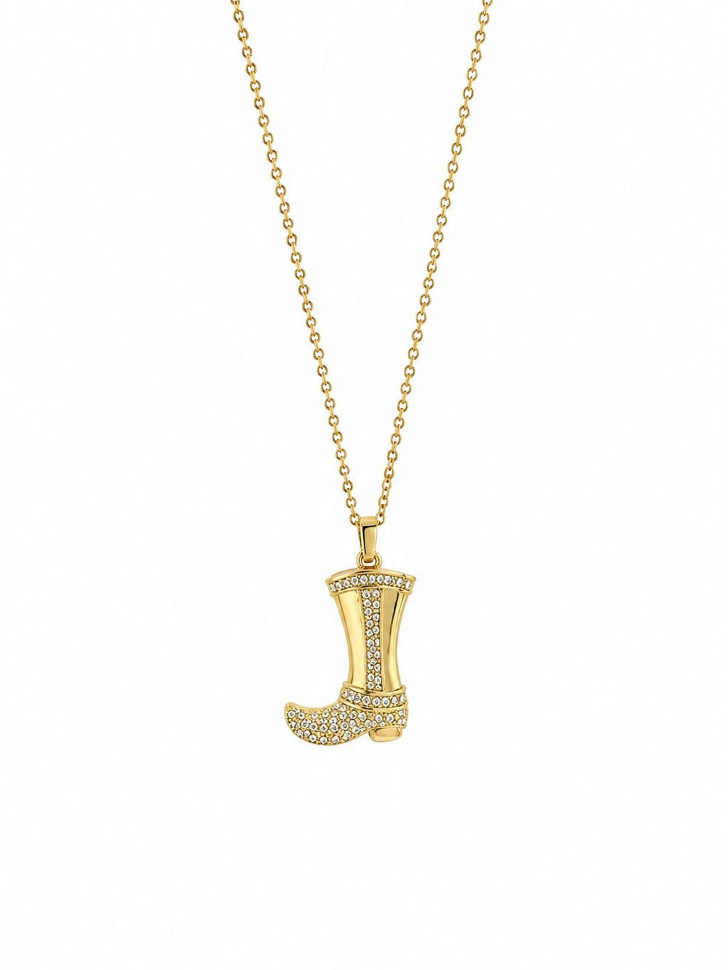 14K Gold Plated Steel Necklace with Cowboy Boot Charm