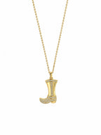 14K Gold Plated Steel Necklace with Cowboy Boot Charm