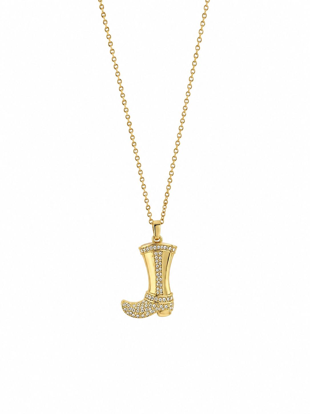 14K Gold Plated Steel Necklace with Cowboy Boot Charm