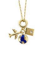 Reise-Charm-Halskette aus 14K vergoldetem Edelstahl