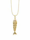 Fish Figure 14K Gold Plated Steel Necklace