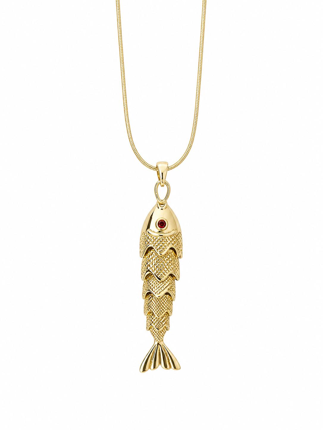 Fish Figure 14K Gold Plated Steel Necklace