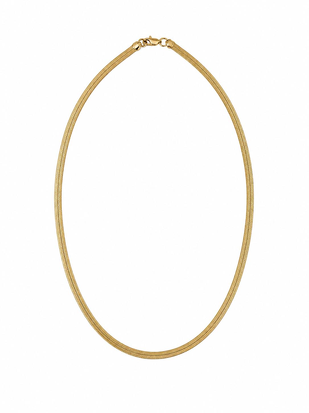 Xuping 18K Gold Plated Flat Chain Necklace – Stainless Steel Waterproof