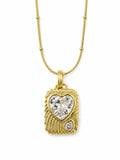 Heart Stone Detail Necklace – Steel 14K Gold Plated Water Resistant Necklace